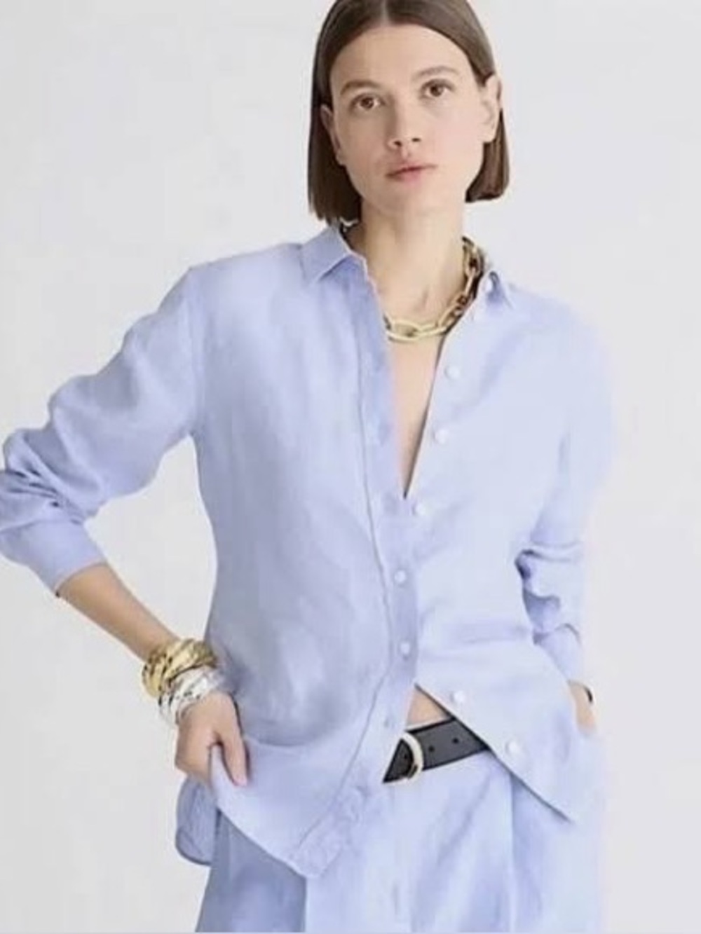 J Crew French blue Baird McNutt Irish Linen button down shirt